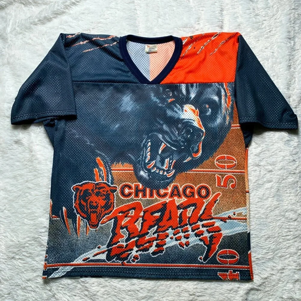 Vintage 1990s Chicago Bears NFL All Over Print Mesh Jersey CCM Size XL - Picture 1 of 9